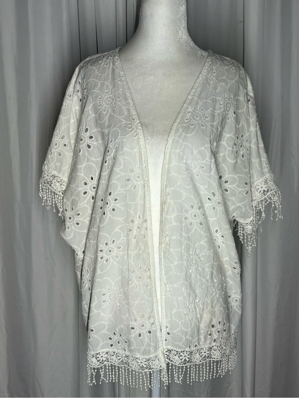 Valentina Naldi 100% Cotton Made in Italy Open Front Kimono Cardigan One Size